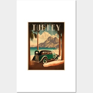 Turkey Beach Vintage Travel Art Poster Posters and Art